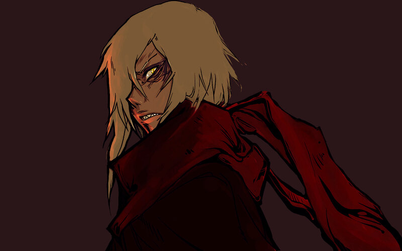 Anime Character with Blonde Hair — Brown, Dark, Intense, Manga