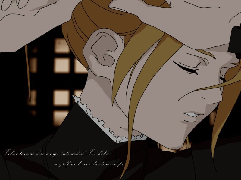 Anime Character with Blonde Hair — Brown, Dramatic, Night