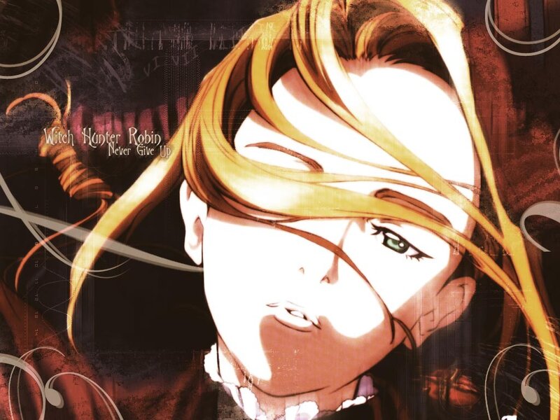 Anime Character with Blonde Hair — Brown, Dramatic, Text