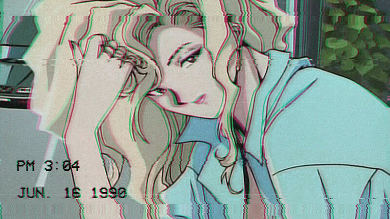 Anime Character with Blonde Hair — Green, Dramatic