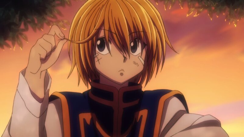 Anime Character with Blonde Hair — Orange, Dramatic, Sunset