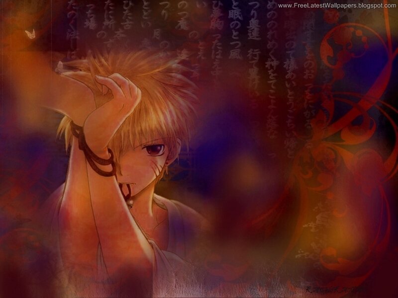 Anime Character with Blonde Hair — Red, Dramatic, Japanese Text