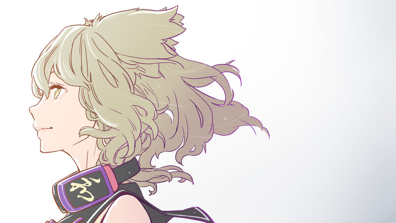 Anime Character with Blonde Hair — White, Calm, Necklace