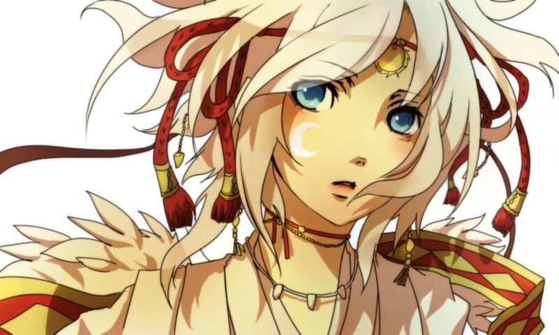 Anime Character with Blonde Hair — White, Calm