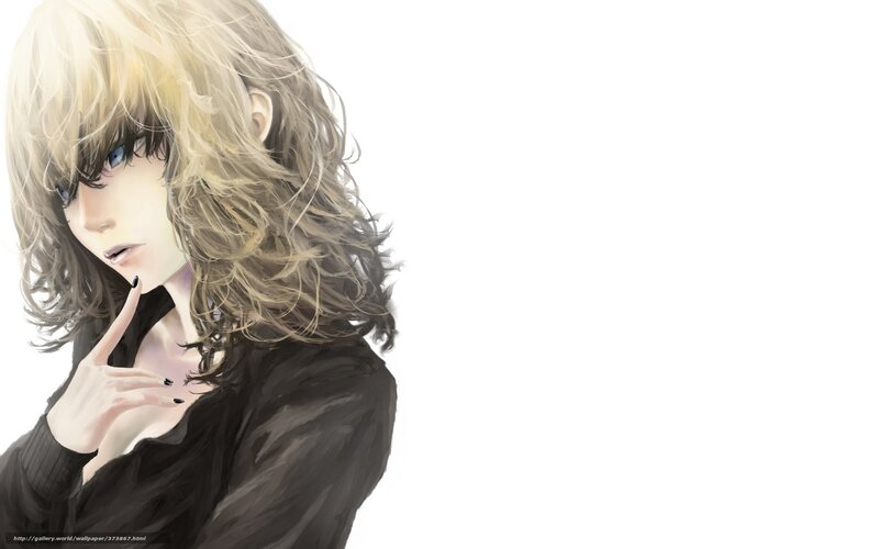 Anime Character with Blonde Hair — White, Dramatic, Digital Art