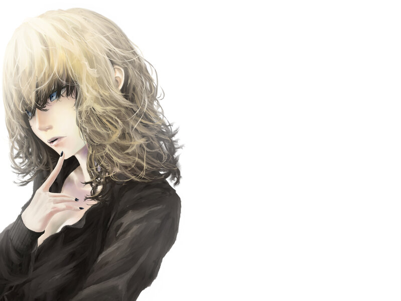 Anime Character with Blonde Hair — White, Neutral