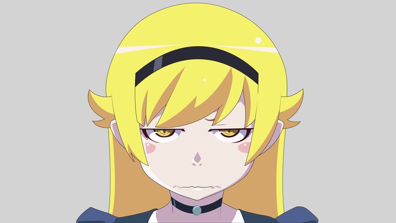 Anime Character with Blonde Hair — Yellow, Serious, Choker
