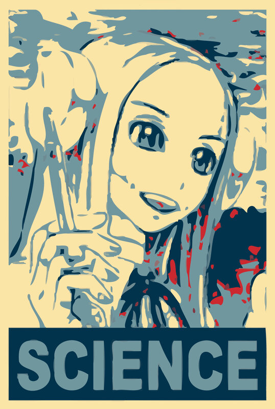 Anime character with blood and 'SCIENCE' text