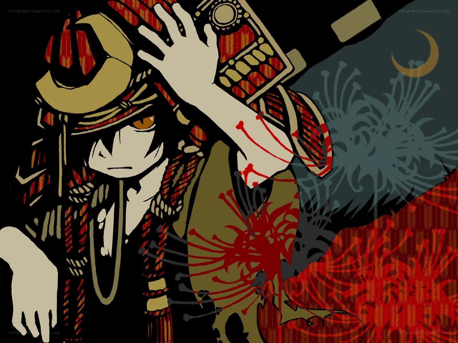 anime character with blood and weapon