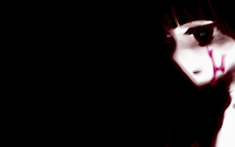 Anime Character with Blood — Black, Dark
