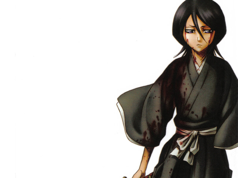 Anime Character with Blood — Black, Dramatic, Manga, Kimono