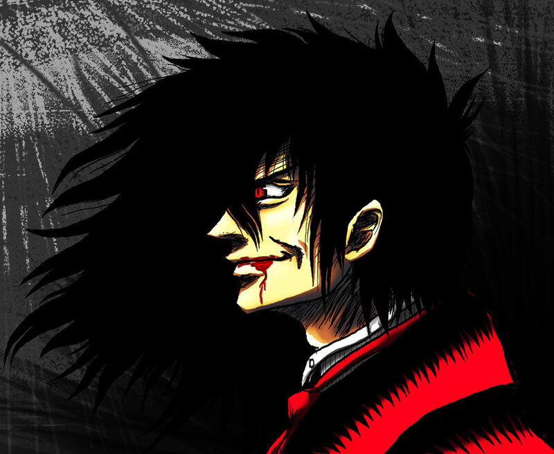 Anime Character with Blood — Black, Dramatic, Manga, Red Eyes