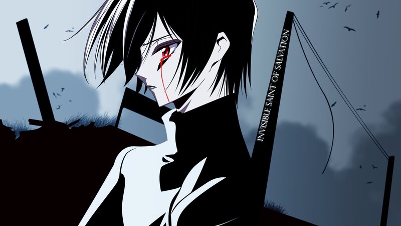 Anime Character with Blood — Black, Dramatic, Night, Manga, Sword