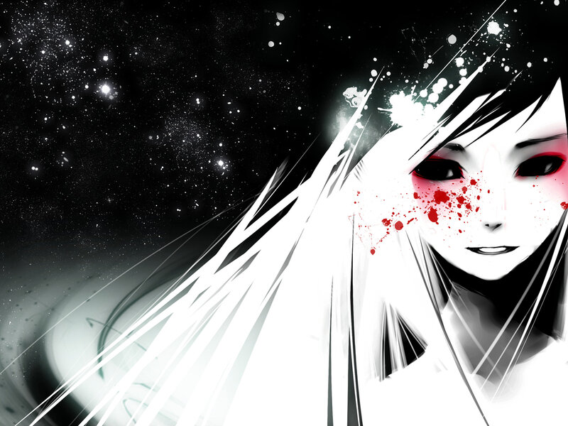 Anime Character with Blood — Black, Dramatic, Night
