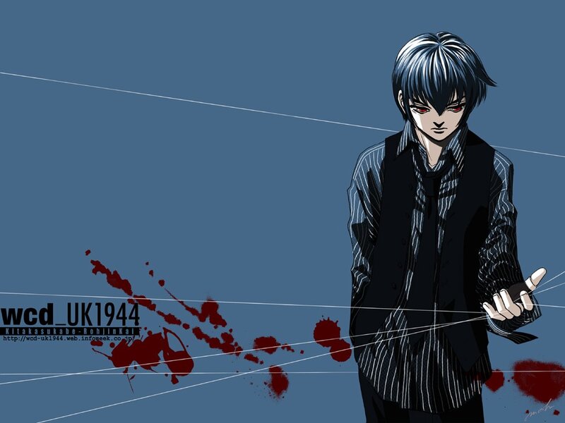 Anime Character with Blood — Blue, Dramatic, Manga, Blood Splatters