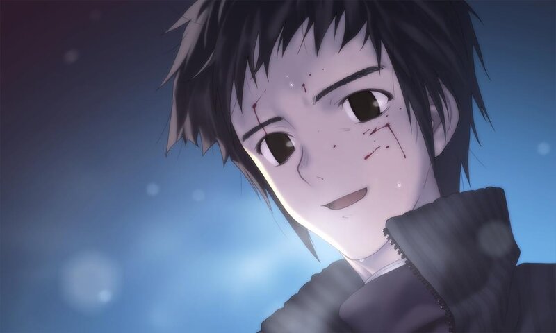 Anime Character with Blood — Blue, Dramatic, Night, Jacket