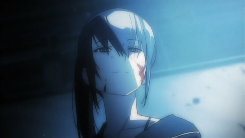 Anime Character with Blood — Blue, Dramatic