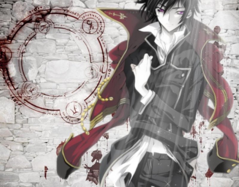 anime character with blood magic circle