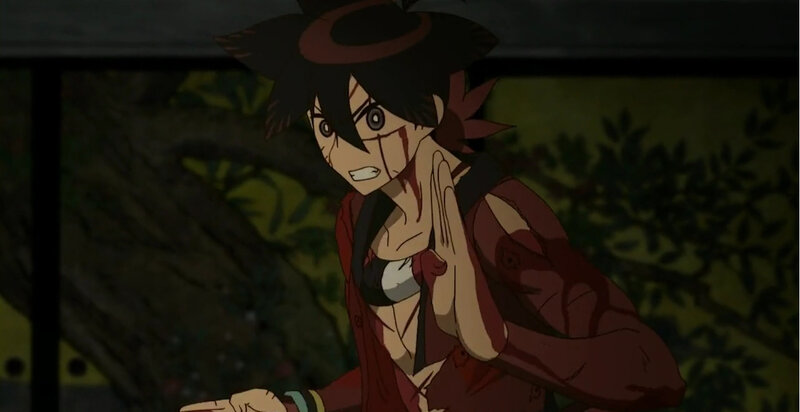 Anime character with blood on face
