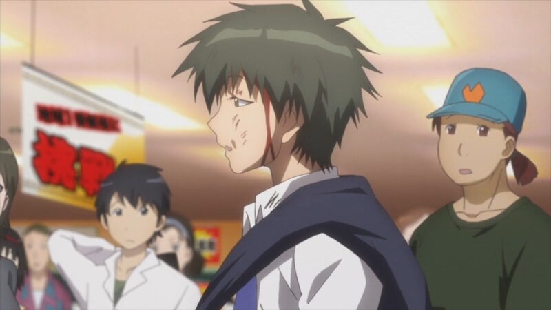 anime character with blood on face