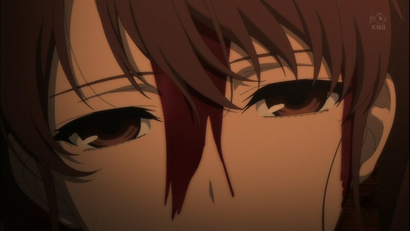 anime character with blood on face