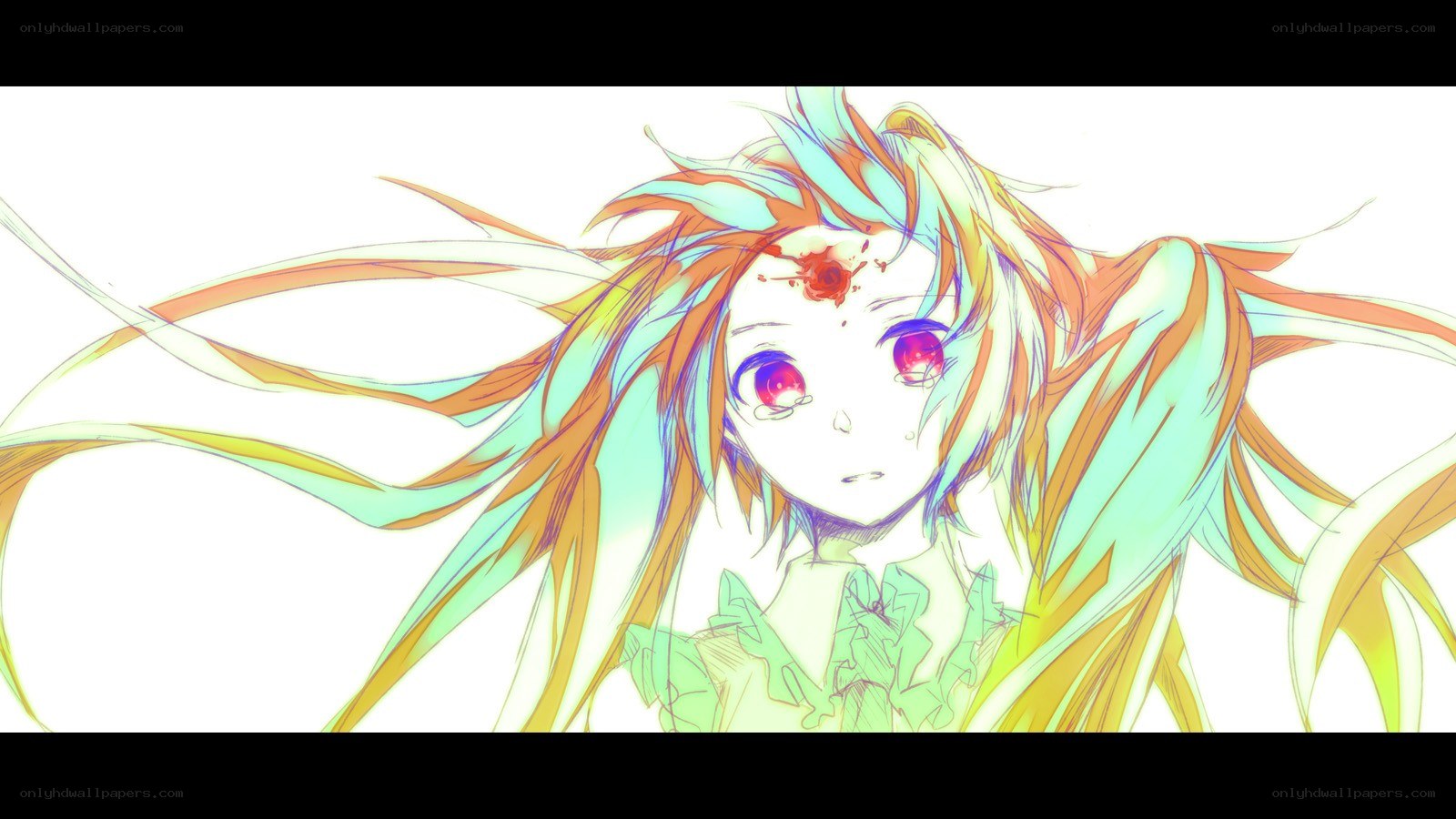 anime character with blood on forehead
