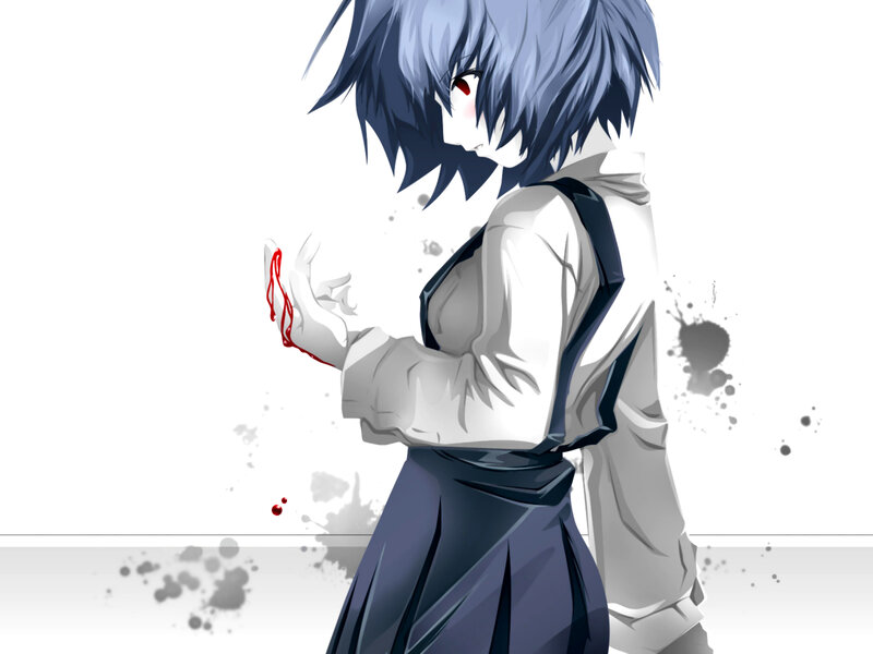 anime character with blood on hand