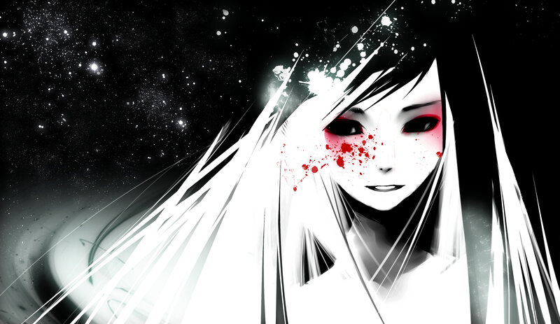 Anime Character with Blood Splatter — Black