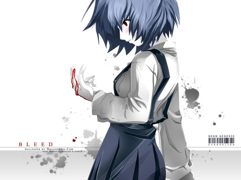Anime Character with Blood — White, Dramatic, Splatter