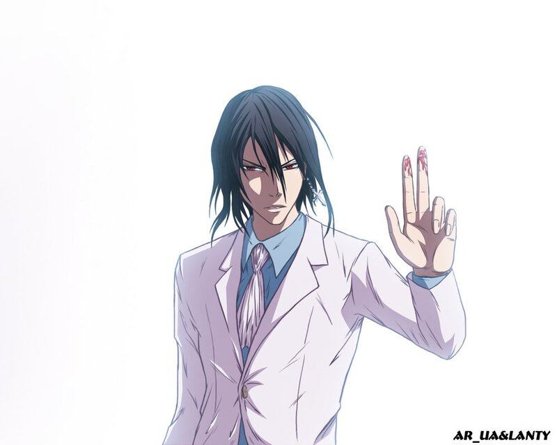 anime character with bloodied hand