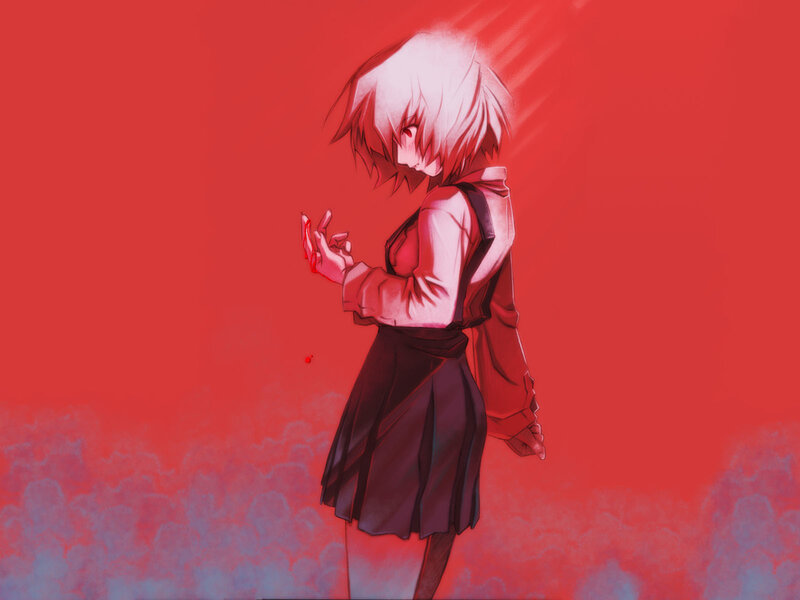 anime character with bloodied hand