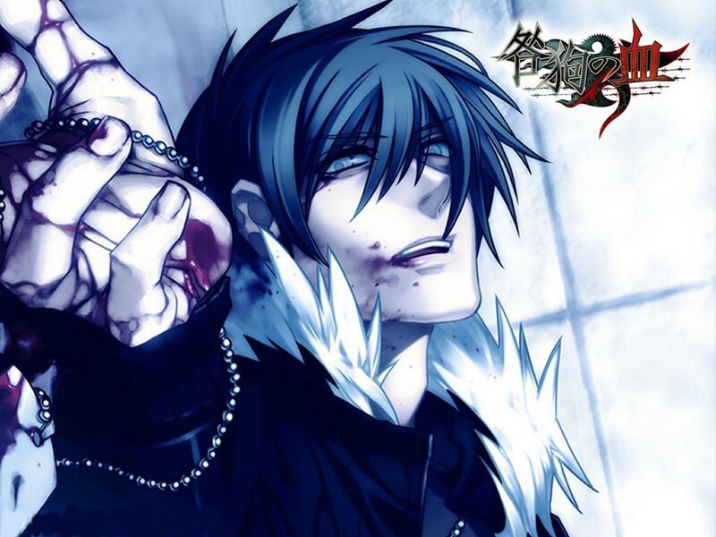 Anime Character with Bloodied Hand — Blue