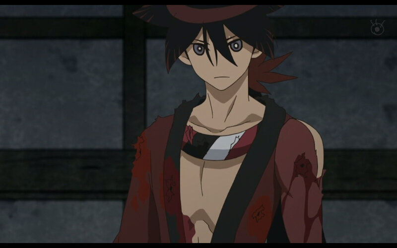 anime character with bloodstains