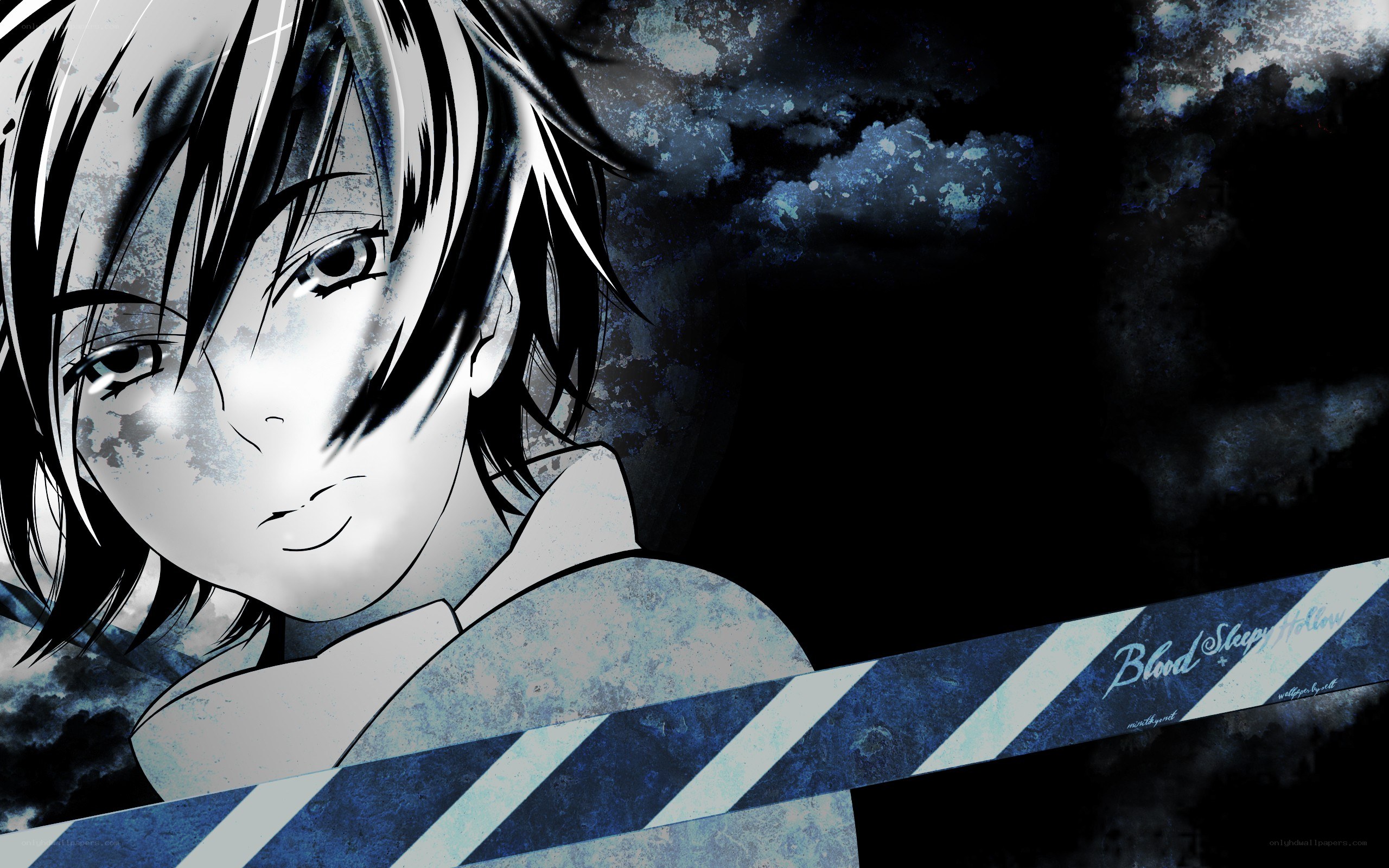 anime character with blue background