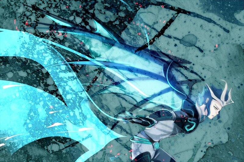 anime character with blue energy