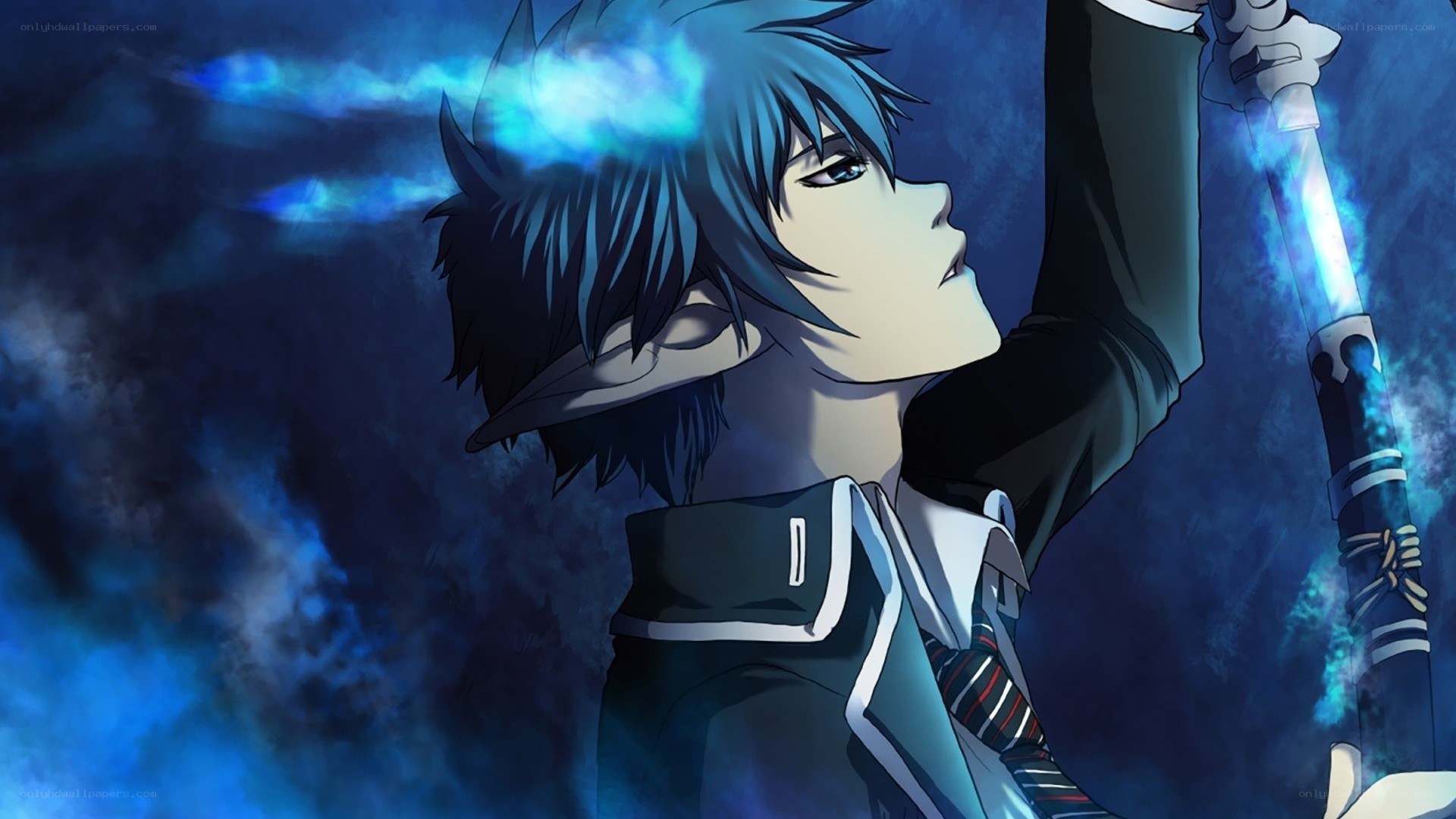 anime character with blue energy