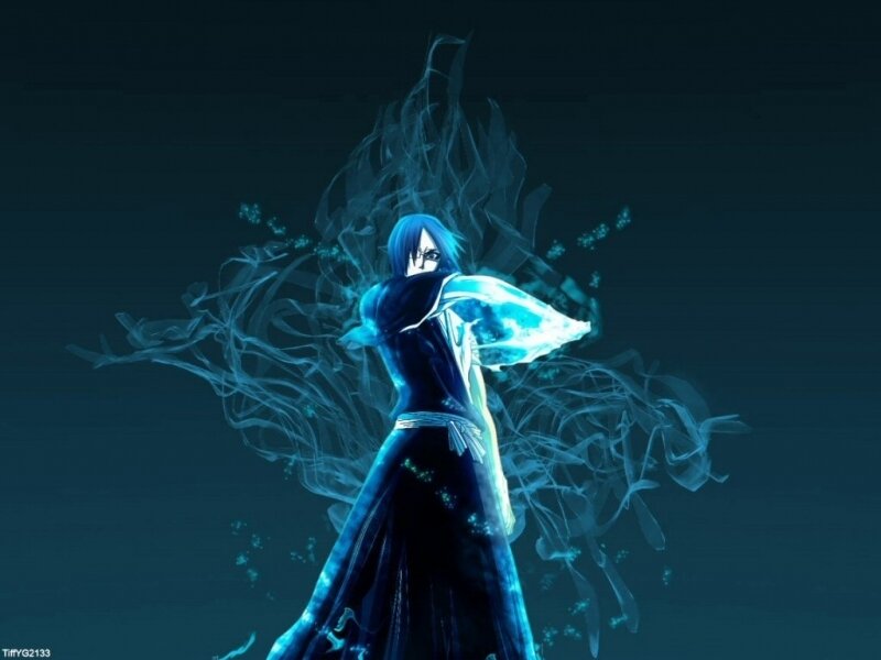 anime character with blue energy