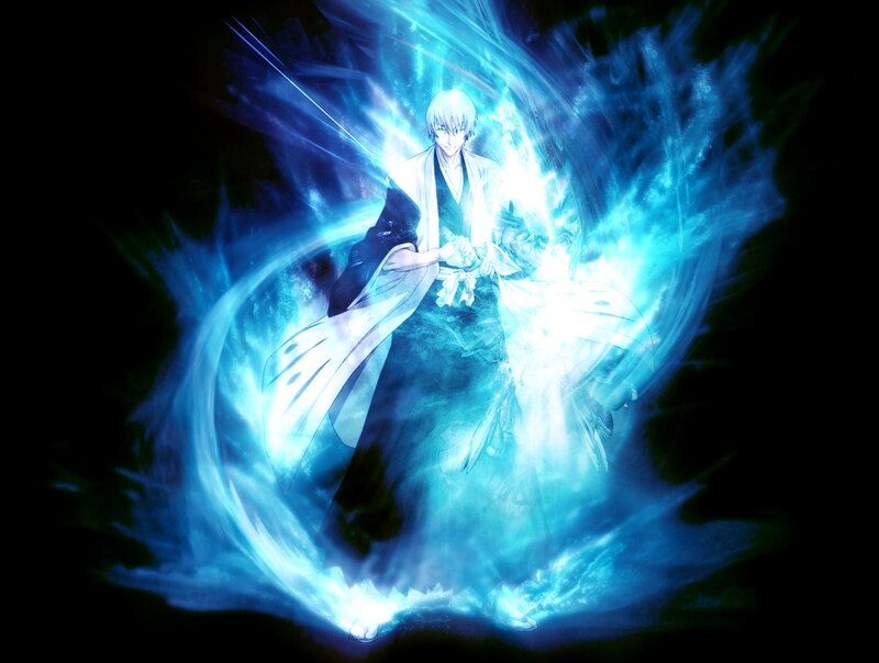 anime character with blue energy
