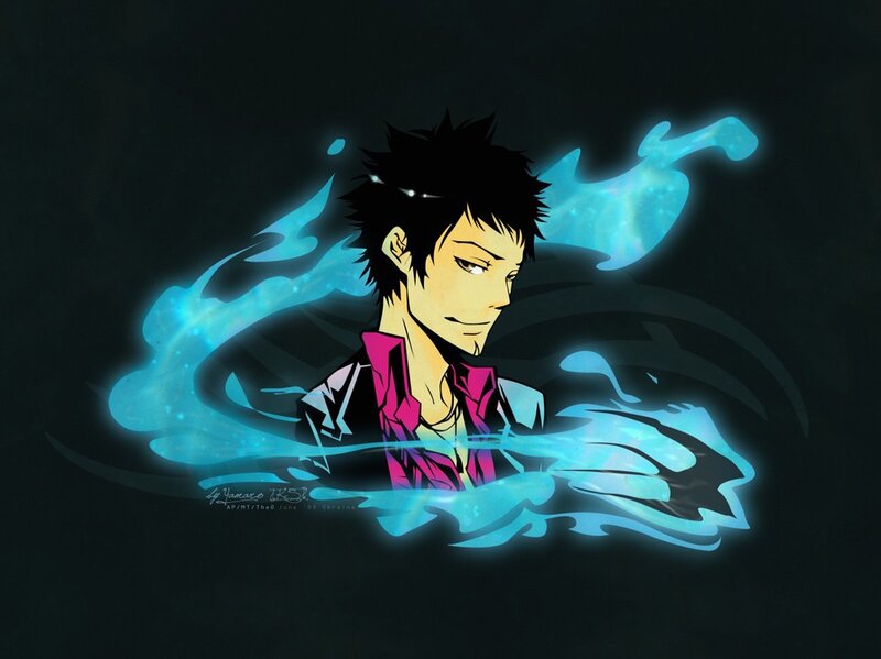 Anime Character with Blue Energy — Black, Dramatic, Blue Energy