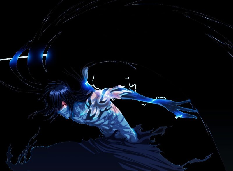 Anime Character with Blue Energy — Black
