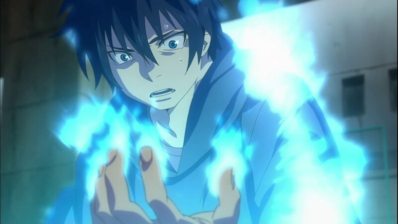 Anime Character with Blue Energy — Dramatic, Blue Flames