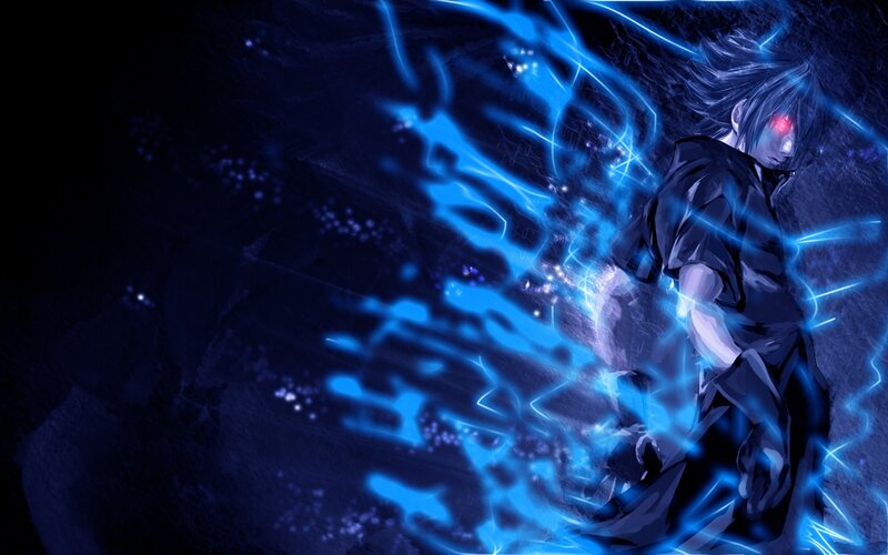 Anime Character with Blue Energy — Dramatic, Night, Blue Energy