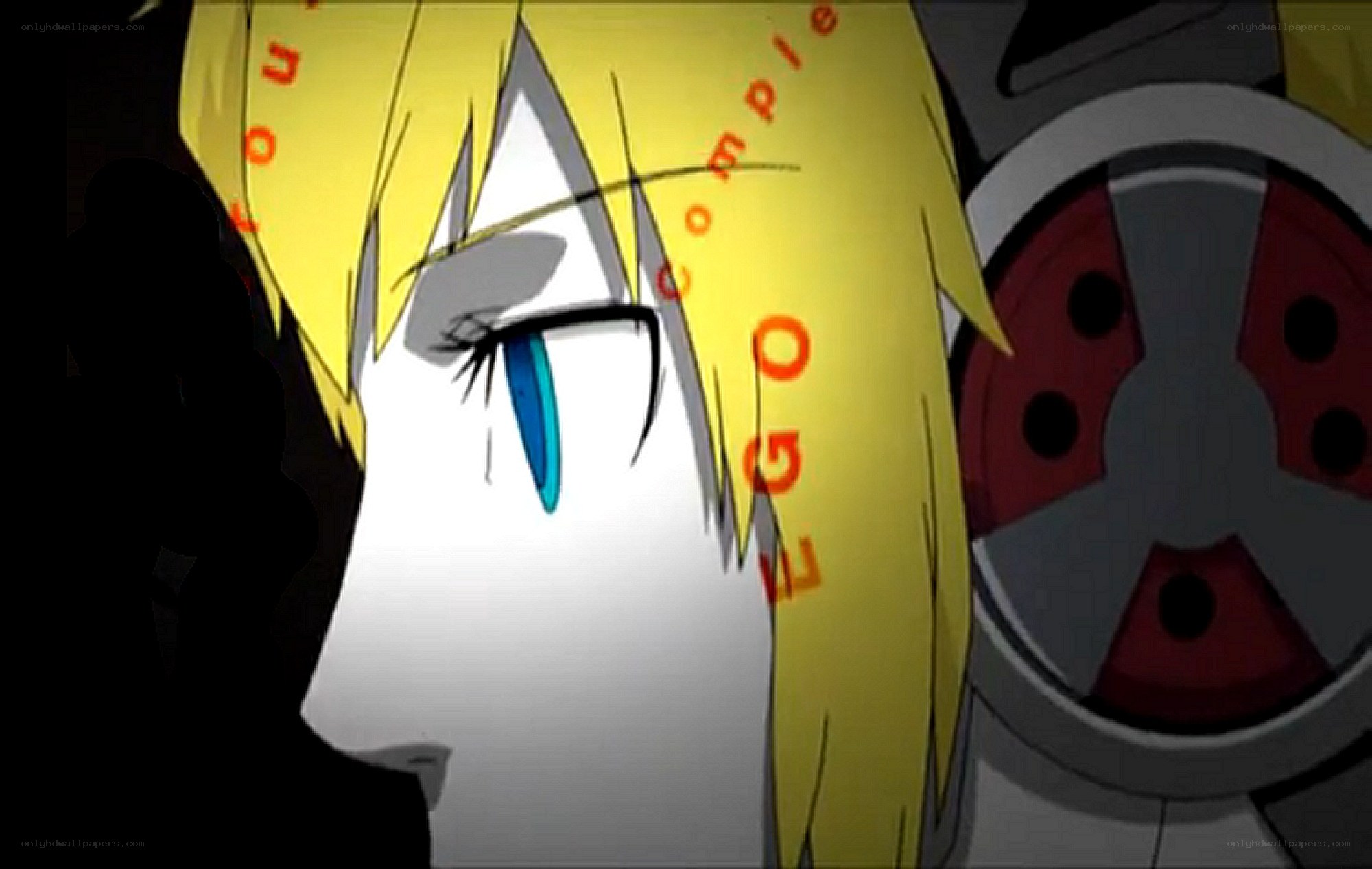 anime character with blue eye