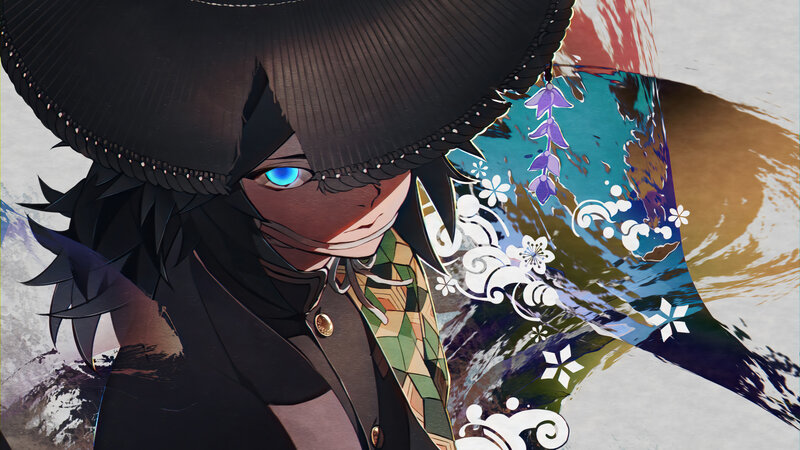Anime Character with Blue Eye — Black, Dramatic, Hat