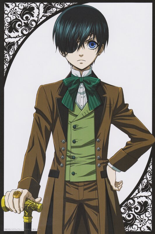 Anime Character with Blue Eye — Brown, Serious