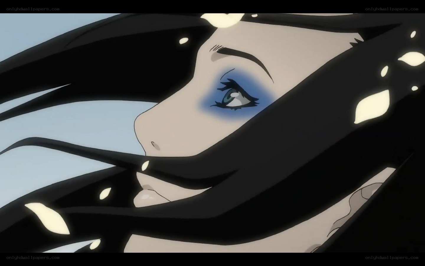 anime character with blue eye makeup