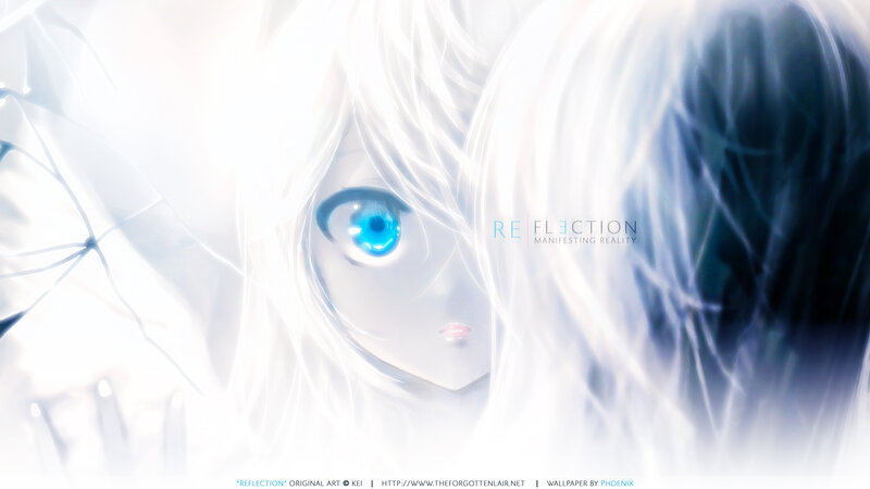 Anime Character with Blue Eye — White