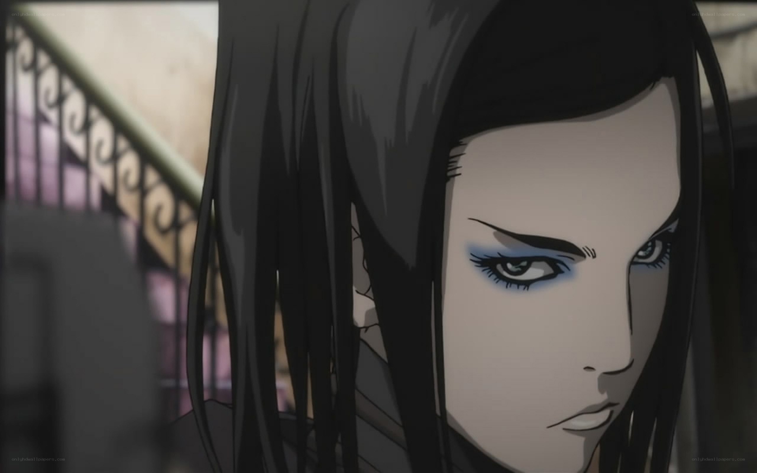 anime character with blue eyeliner