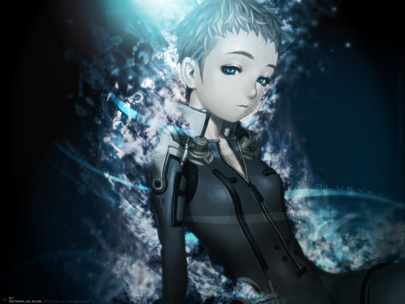 anime character with blue eyes