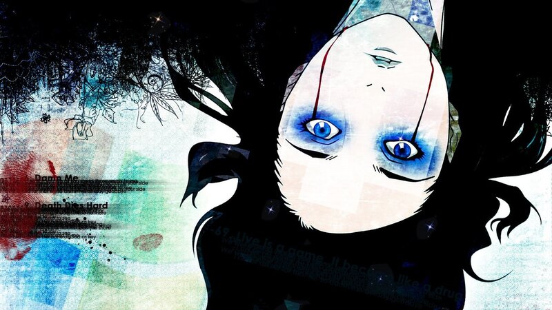 Anime Character with Blue Eyes — Black, Dark, Dramatic, Digital Art